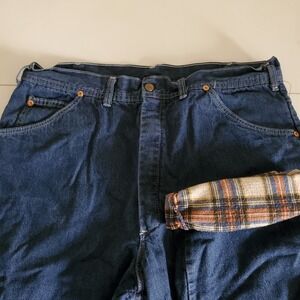 Vintage Unbranded Mens 36x34/32 Blue Faded Denim Fleece Lined Jeans